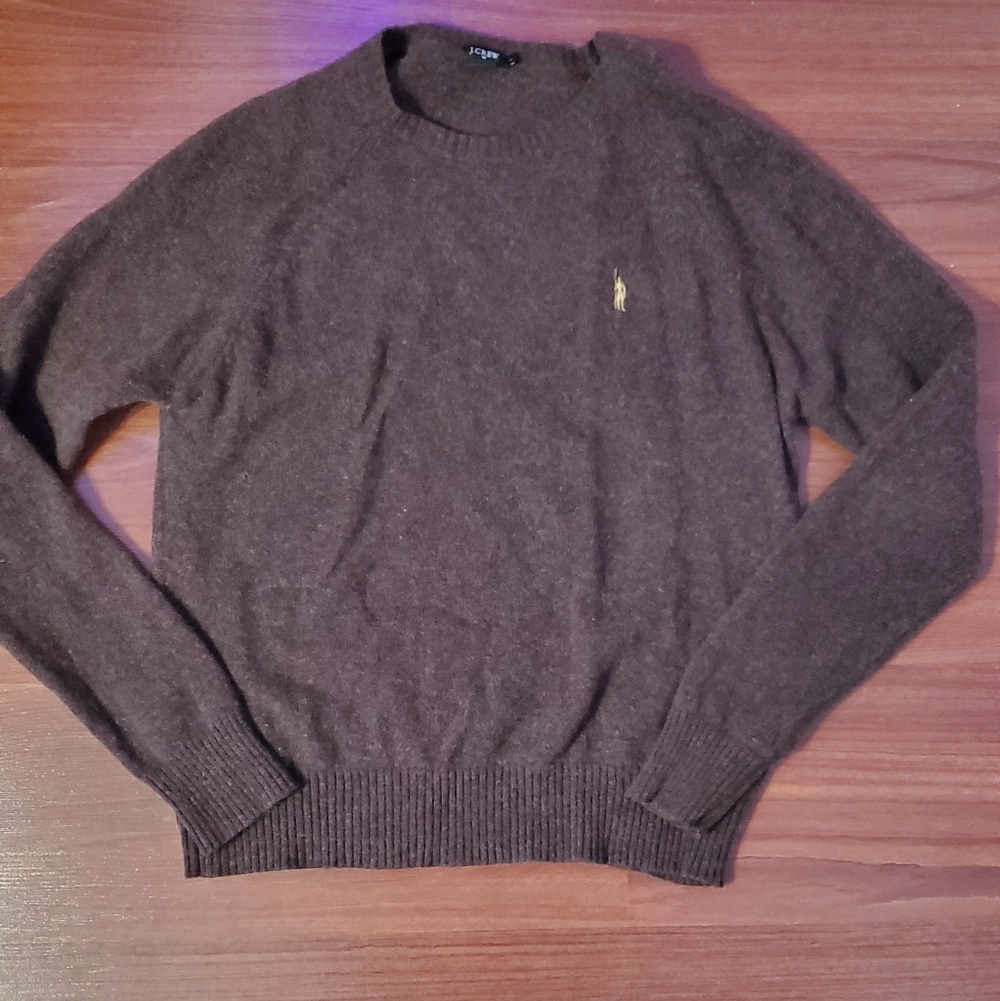 J Crew Men's Brown Crewneck Sweater 100% Wool